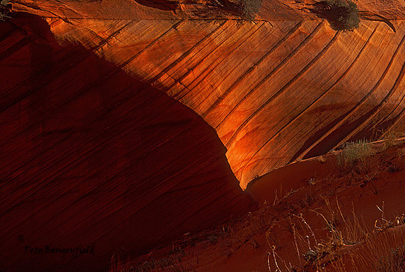 Sunset on sandstone, Coyote Buttes, UT.